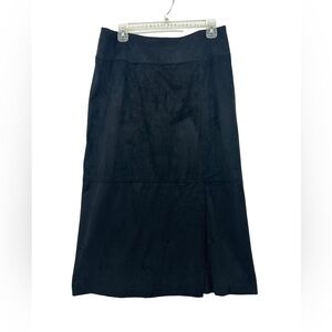 Norton McNaughton Elegant Black Faux Suede Midi Skirt